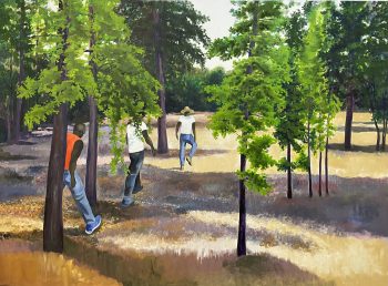 WALKING AMONG OAKS 59 x 80 in.